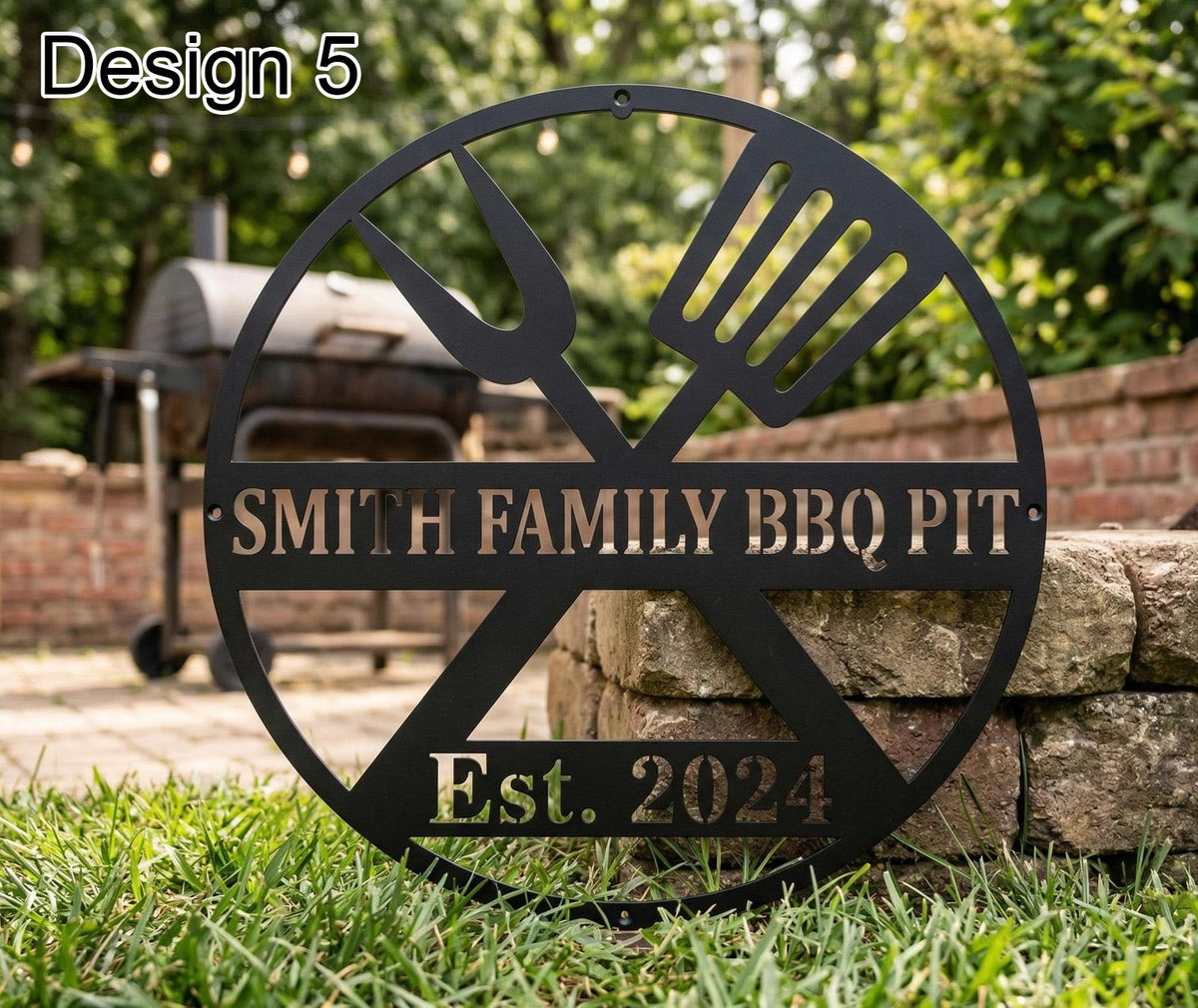 Custom Metal BBQ Sign Personalised Family Name Grill Decor Backyard Barbecue Wall Art Outdoor Kitchen Sign Father's Day Gift Housewarming