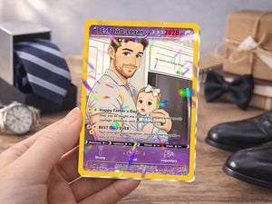 Custom Father's Day Poke Card Personalized Gamer Dad Gift, PKM-Inspired Keepsake Card, Photo Card for Dad, Gift for Geeky Dads