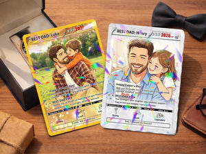 Custom Father's Day Poke Card Personalized Gamer Dad Gift, PKM-Inspired Keepsake Card, Photo Card for Dad, Gift for Geeky Dads