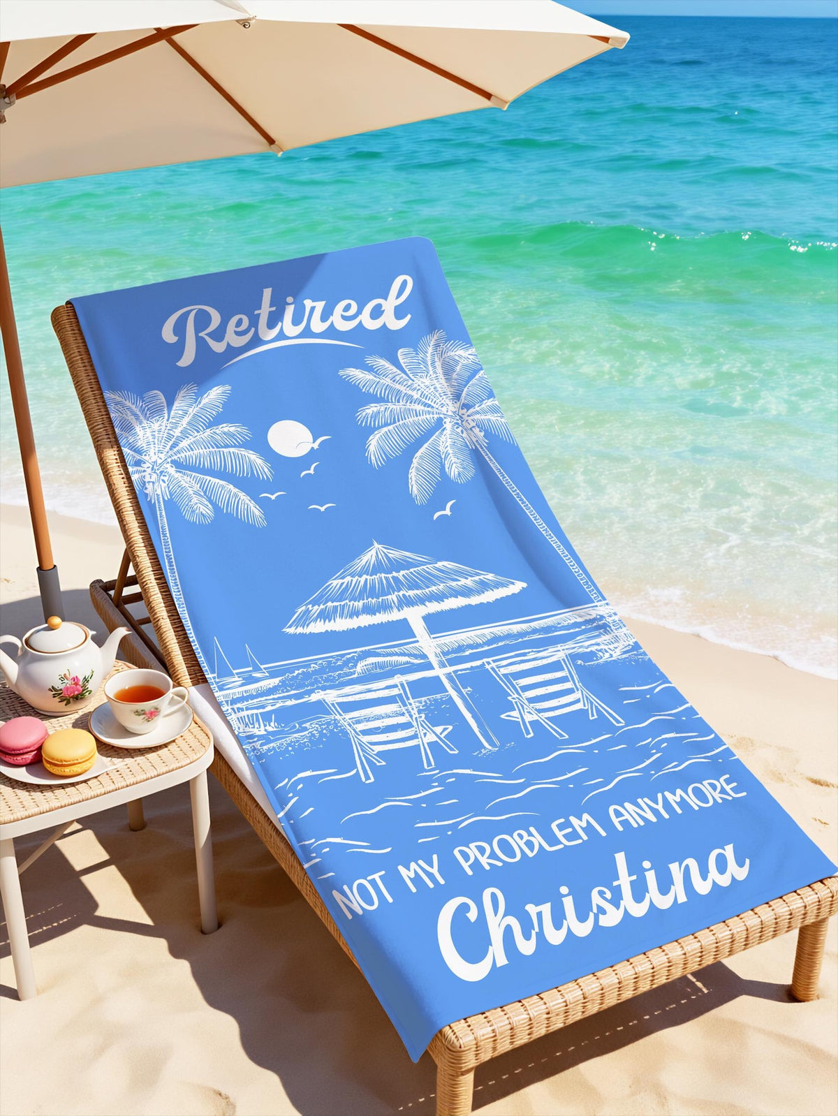 Personalized Retirement Beach Towel,Custom Retirement Gifts,Retired And Relaxed,Retirement Party,Tropical Bath Towel,Funny Retirement