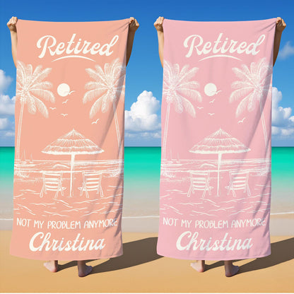 Personalized Retirement Beach Towel,Custom Retirement Gifts,Retired And Relaxed,Retirement Party,Tropical Bath Towel,Funny Retirement