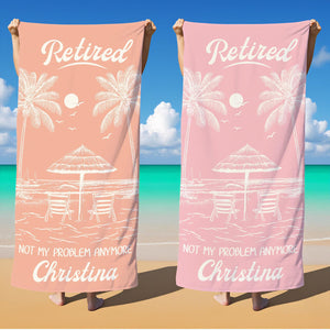 Personalized Retirement Beach Towel,Custom Retirement Gifts,Retired And Relaxed,Retirement Party,Tropical Bath Towel,Funny Retirement