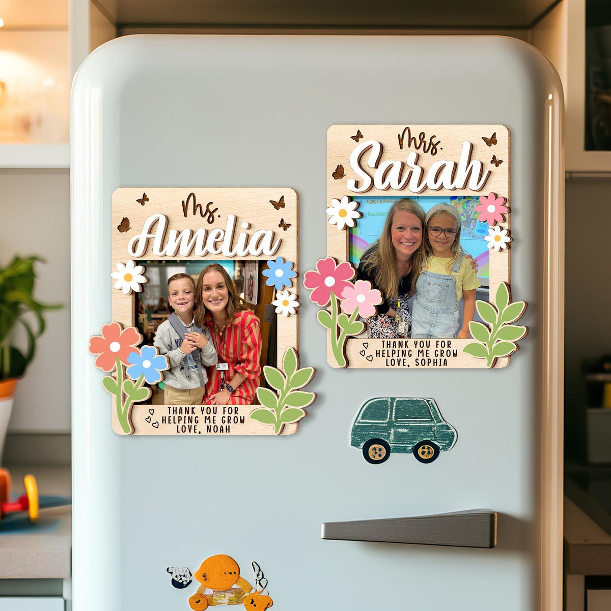 Personalized Wooden Photo Teacher Magnet, Appreciation Gift for Teacher, End of School Gift from Student, Thank You Teacher Gifts