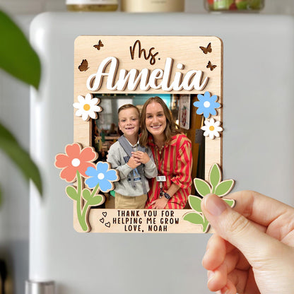 Personalized Wooden Photo Teacher Magnet, Appreciation Gift for Teacher, End of School Gift from Student, Thank You Teacher Gifts