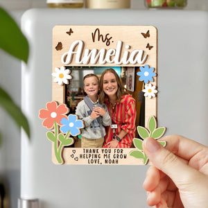 Personalized Wooden Photo Teacher Magnet, Appreciation Gift for Teacher, End of School Gift from Student, Thank You Teacher Gifts