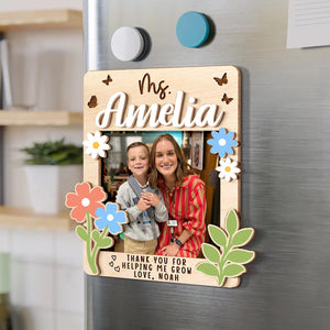 Personalized Wooden Photo Teacher Magnet, Appreciation Gift for Teacher, End of School Gift from Student, Thank You Teacher Gifts