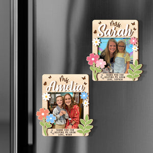 Personalized Wooden Photo Teacher Magnet, Appreciation Gift for Teacher, End of School Gift from Student, Thank You Teacher Gifts