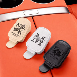 Custom Car Visor Sunglasses Holder, Personalized PU Leather Magnetic Glasses Clip,Car Decoration Gifts