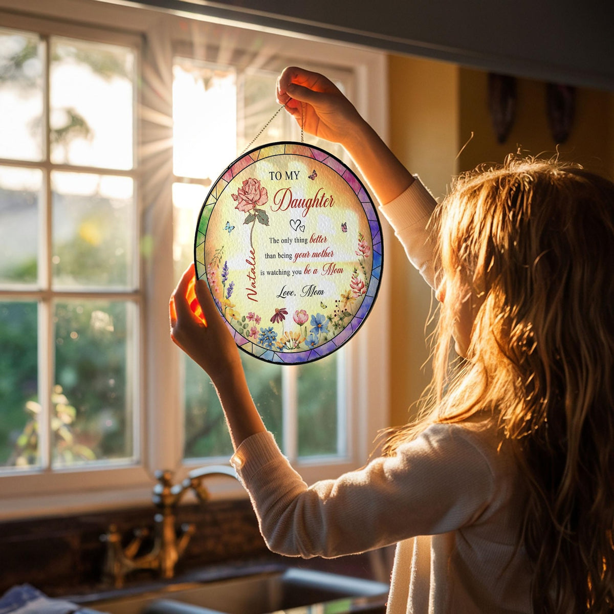 The Only Thing Better Than Being Your Mother Stained Glass, Daughter Flower Suncatcher, New Mom Gift, Mothers Day Gift for Daughter from Mom