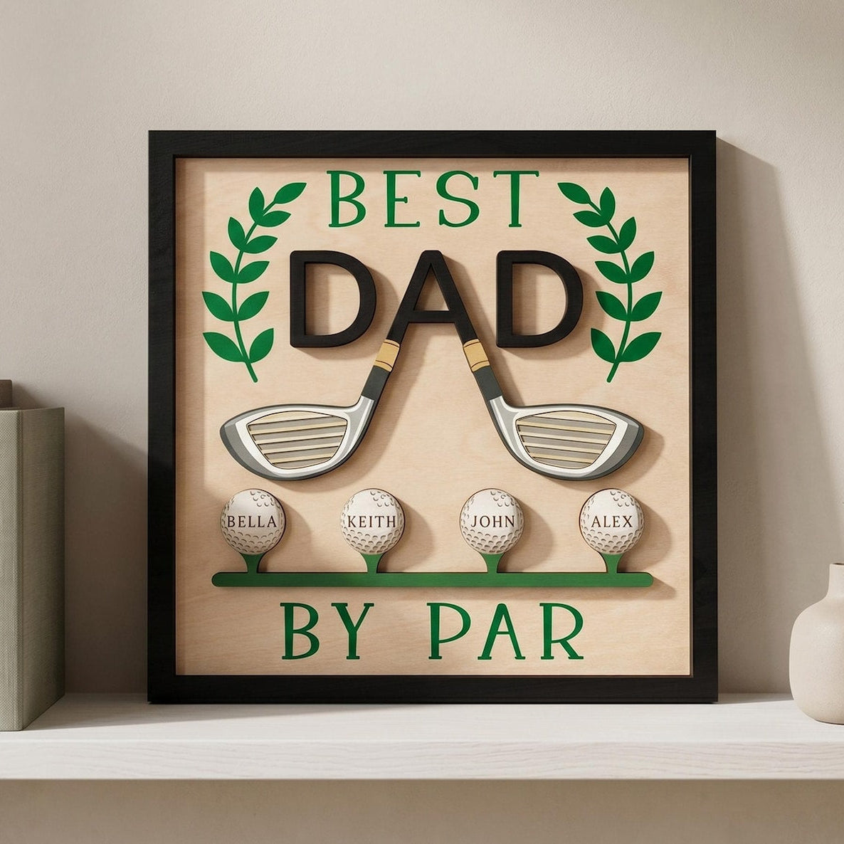 Best Dad By Par Golf Sign, Personalized Golf Gifts for Dad, Fathers Day Gift, Birthday Gift for Dad, Custom Wooden Sign Decor, Dad Sign