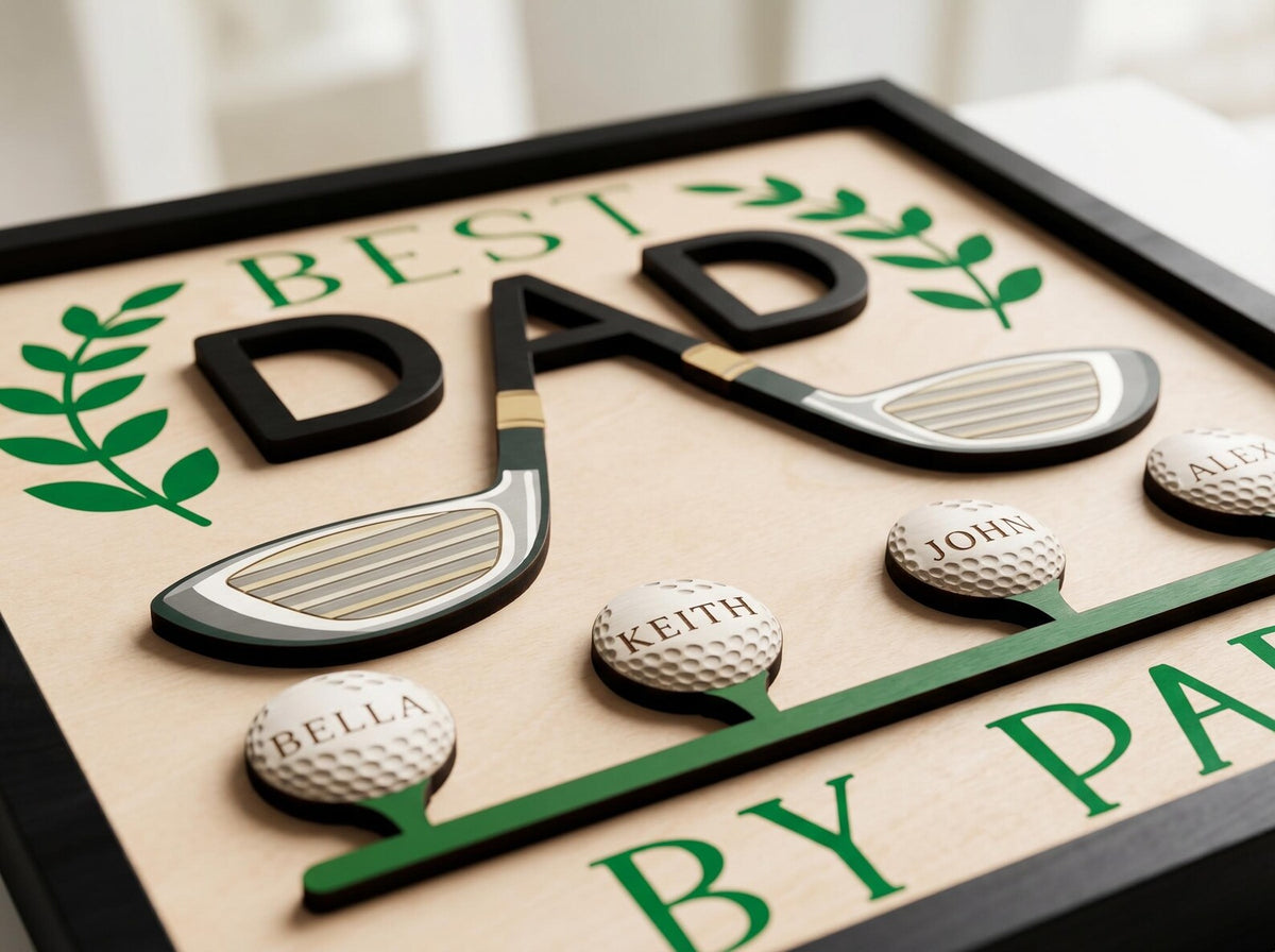 Best Dad By Par Golf Sign, Personalized Golf Gifts for Dad, Fathers Day Gift, Birthday Gift for Dad, Custom Wooden Sign Decor, Dad Sign
