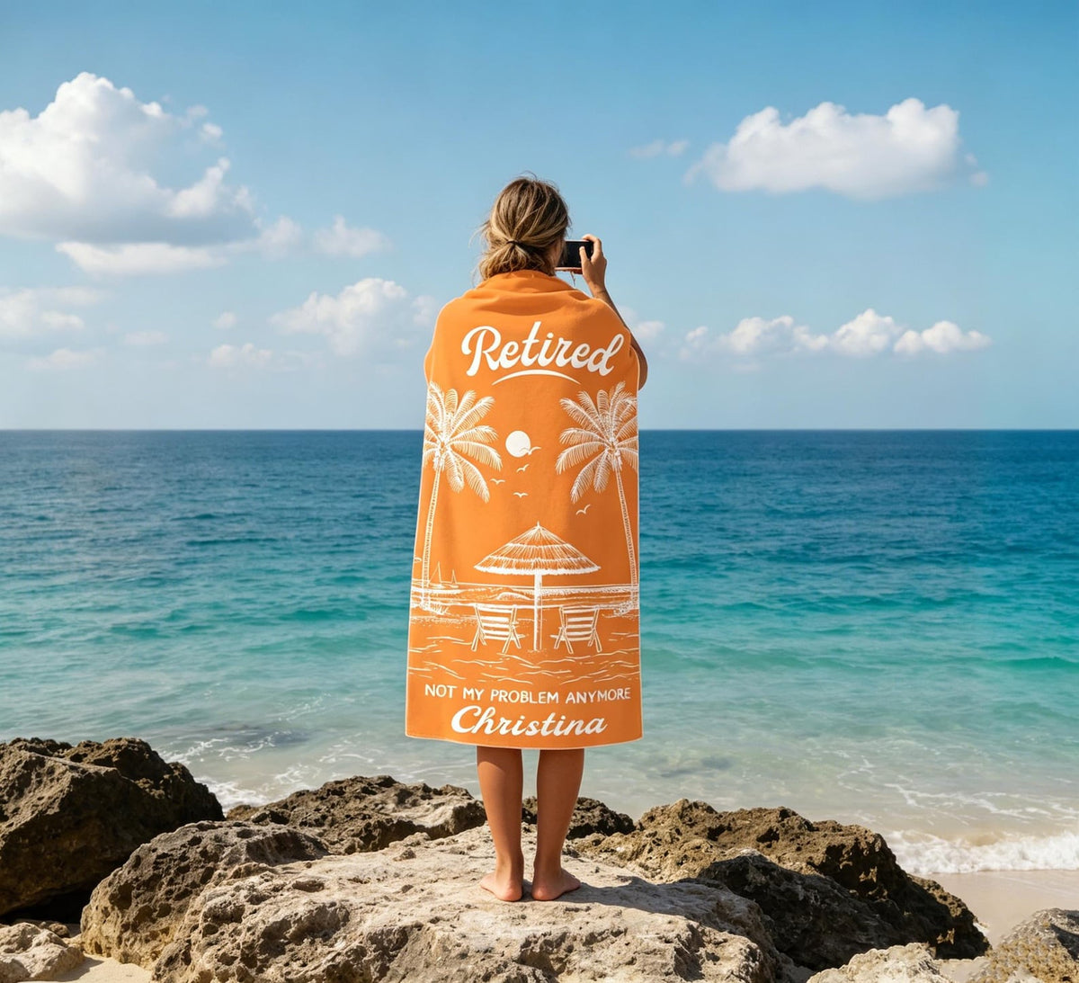 Personalized Retirement Beach Towel,Custom Retirement Gifts,Retired And Relaxed,Retirement Party,Tropical Bath Towel,Funny Retirement