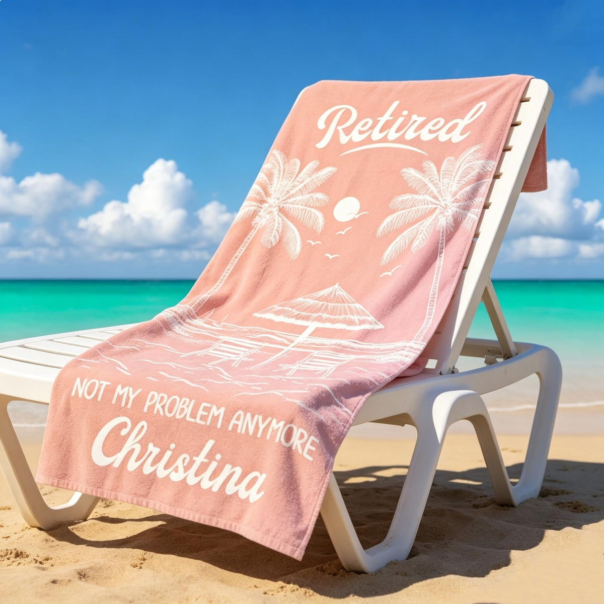 Personalized Retirement Beach Towel,Custom Retirement Gifts,Retired And Relaxed,Retirement Party,Tropical Bath Towel,Funny Retirement
