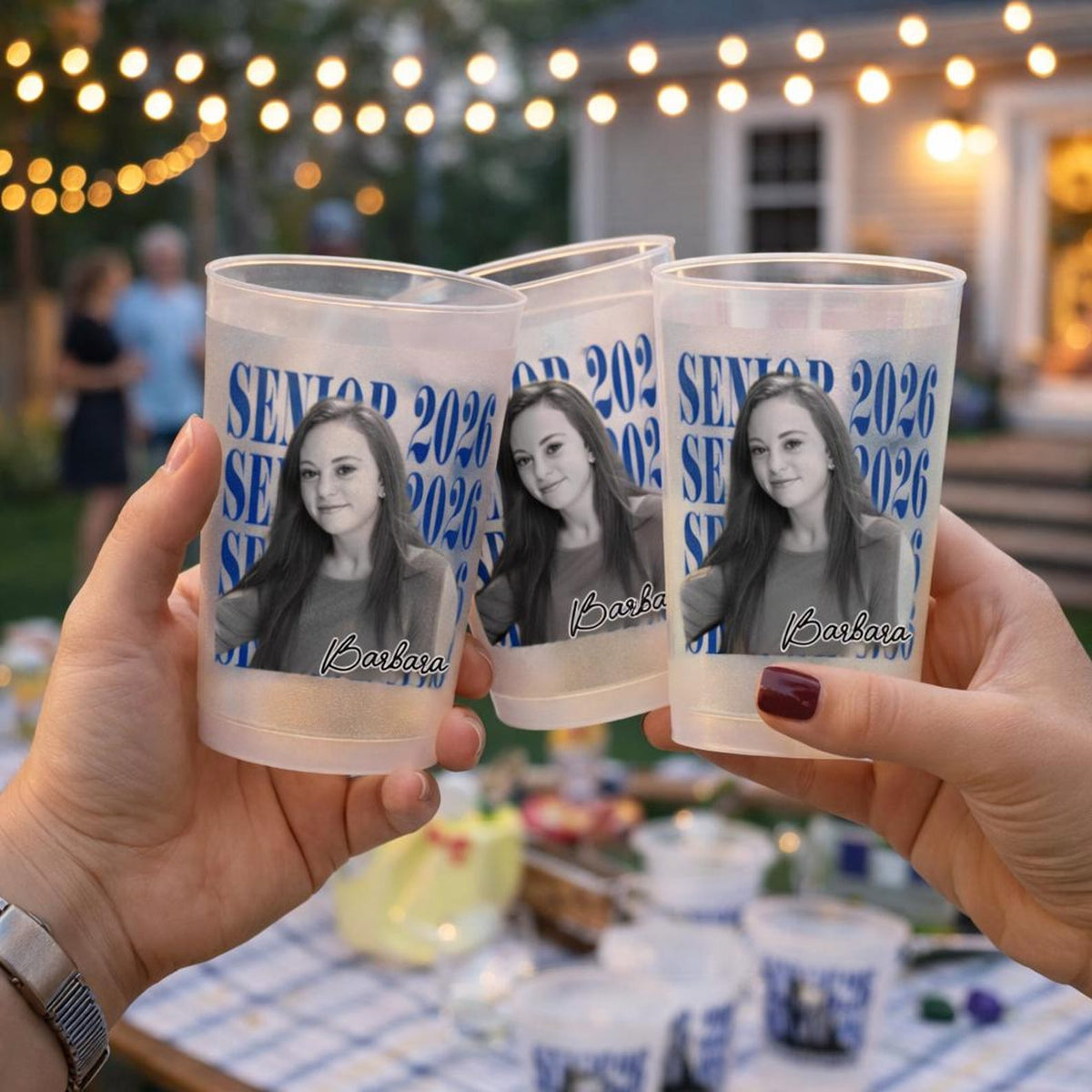 Senior 2026 Custom Photo Graduation Cups, Personalized Frosted Plastic Drinkware