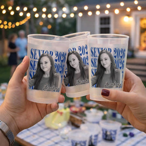 Senior 2026 Custom Photo Graduation Cups, Personalized Frosted Plastic Drinkware