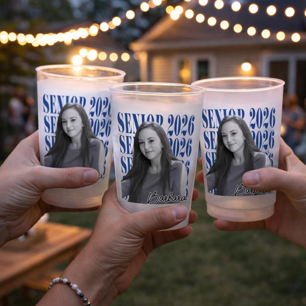 Senior 2026 Custom Photo Graduation Cups, Personalized Frosted Plastic Drinkware