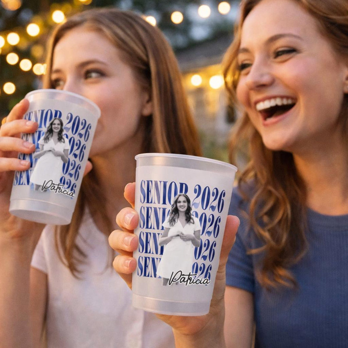 Senior 2026 Custom Photo Graduation Cups, Personalized Frosted Plastic Drinkware