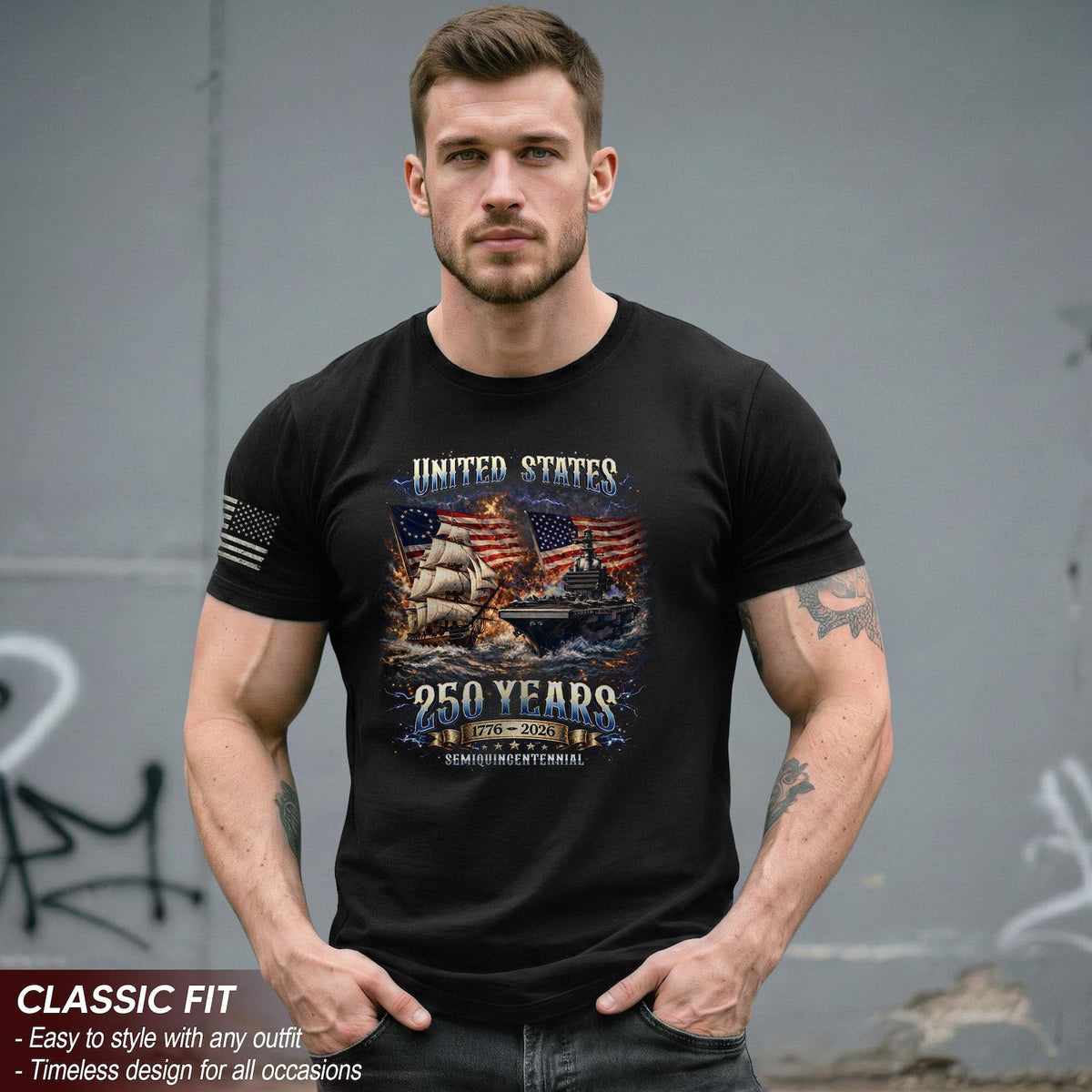Retro 250th Anniversary of The United States Shirt, USA Independence Day T shirt, Semiquincentennial 1776 2026, American Flag Patriots Gifts