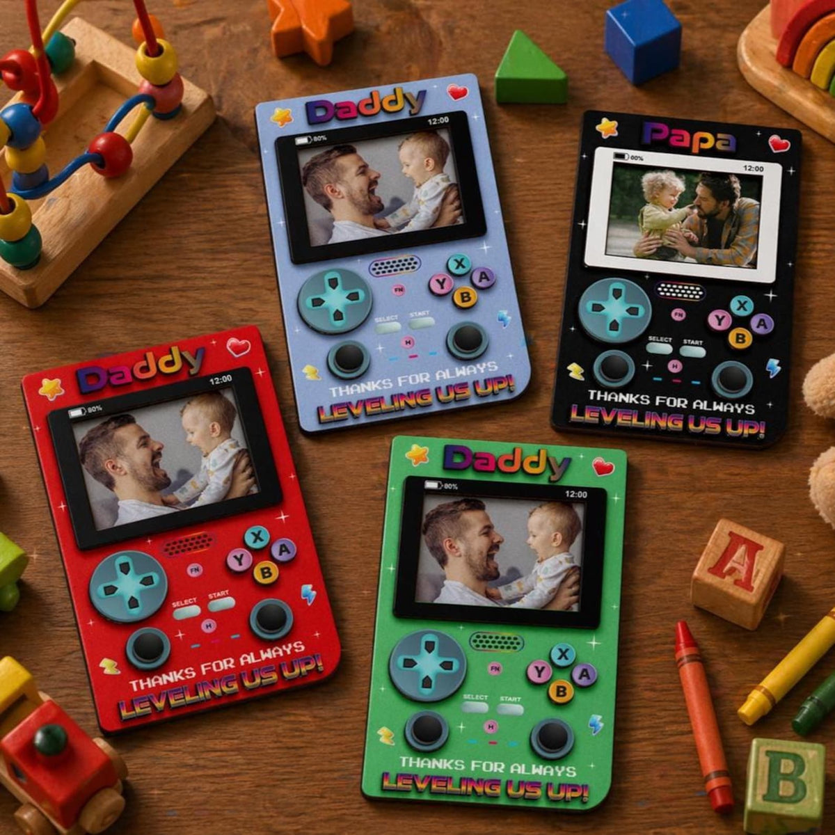 Personalized Father Gamer Photo Magnet Frame, Father's Day Gift, Retro Game Console Photo, Gamer Dad, Dad Gaming Room Decor, Grandpa Photo