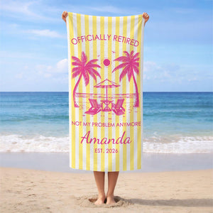 Custom Retirement Beach Towel,Retirement Trip,Retired And Relaxed,Retirement Party,Tropical Towel,Retirement Gift For Mom Grandma,Beach Trip