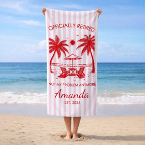 Custom Retirement Beach Towel,Retirement Trip,Retired And Relaxed,Retirement Party,Tropical Towel,Retirement Gift For Mom Grandma,Beach Trip
