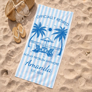 Custom Retirement Beach Towel,Retirement Trip,Retired And Relaxed,Retirement Party,Tropical Towel,Retirement Gift For Mom Grandma,Beach Trip