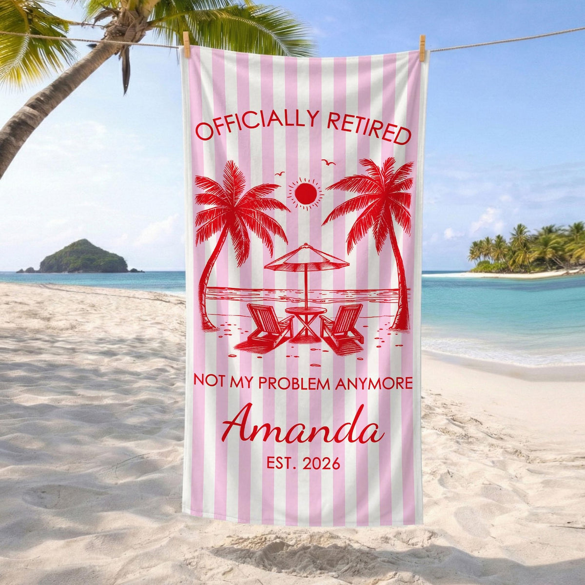 Custom Retirement Beach Towel,Retirement Trip,Retired And Relaxed,Retirement Party,Tropical Towel,Retirement Gift For Mom Grandma,Beach Trip