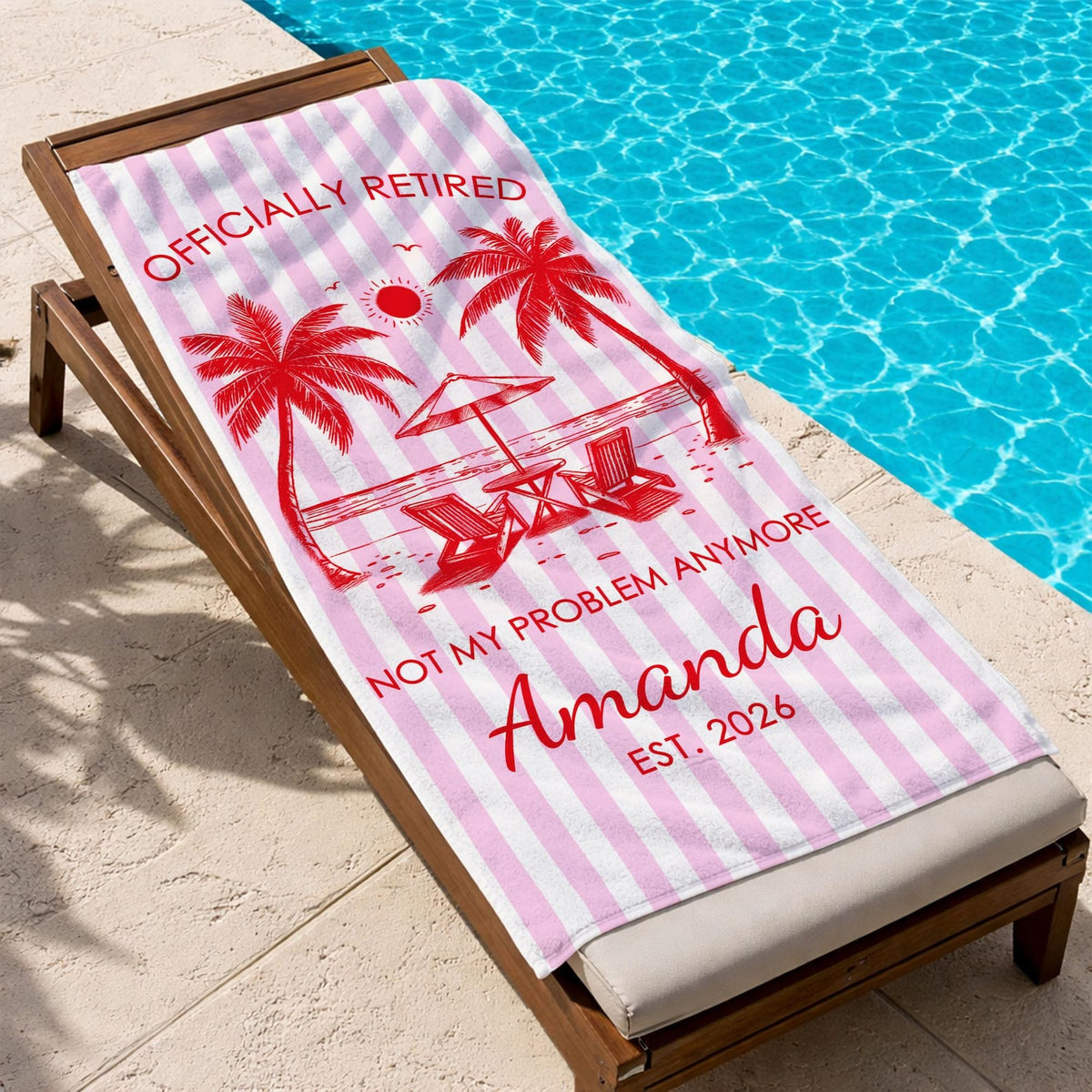 Custom Retirement Beach Towel,Retirement Trip,Retired And Relaxed,Retirement Party,Tropical Towel,Retirement Gift For Mom Grandma,Beach Trip