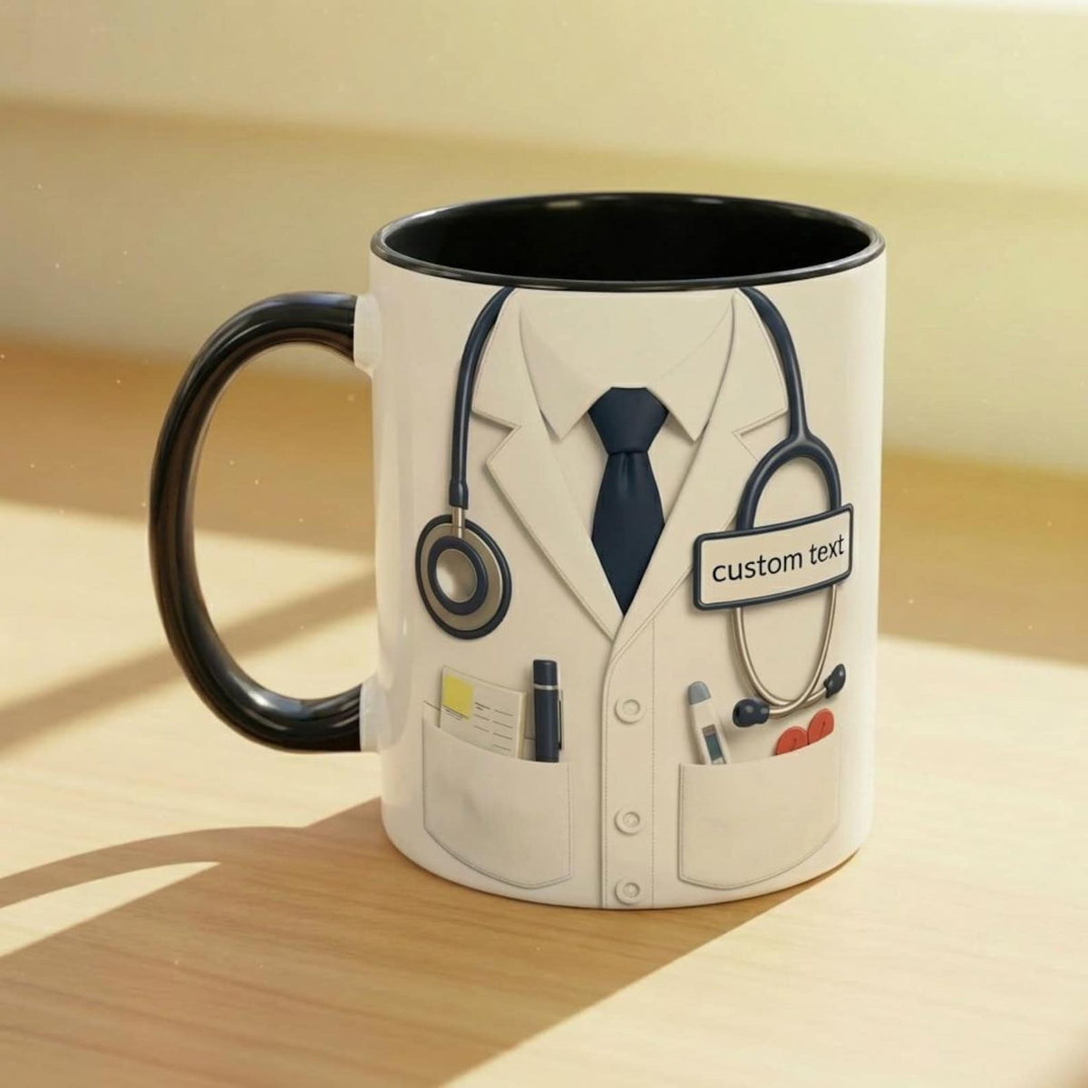 Personalized Doctor Coffee Cup, Custom ID Badge Nutrition Facts Mug, Dr Gifts For Men and Women, Retirement Gifts For Doctors, Med School