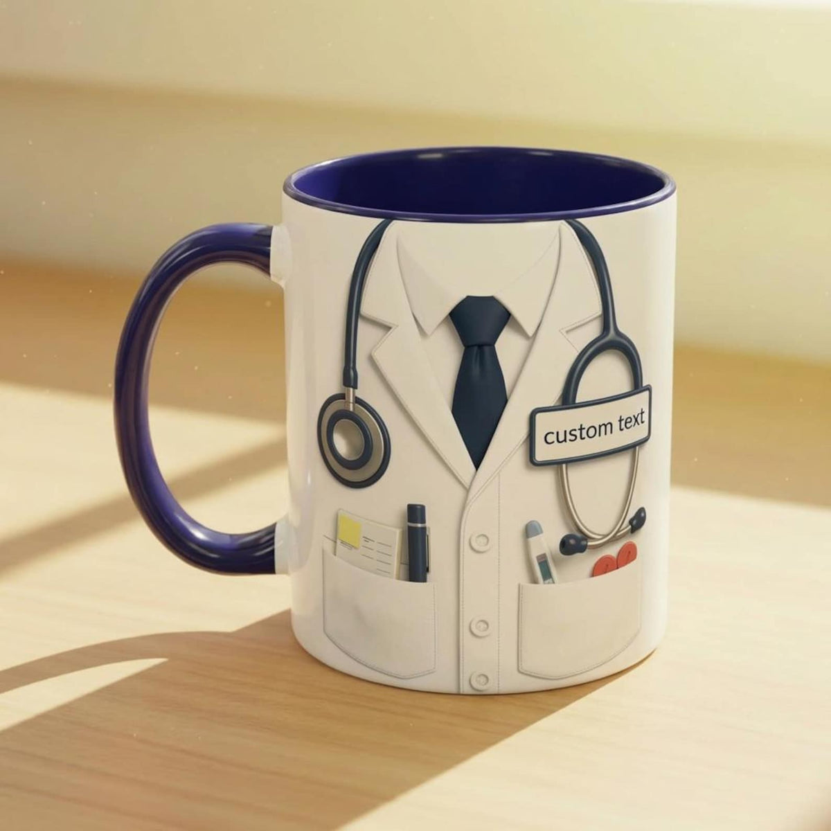 Personalized Doctor Coffee Cup, Custom ID Badge Nutrition Facts Mug, Dr Gifts For Men and Women, Retirement Gifts For Doctors, Med School