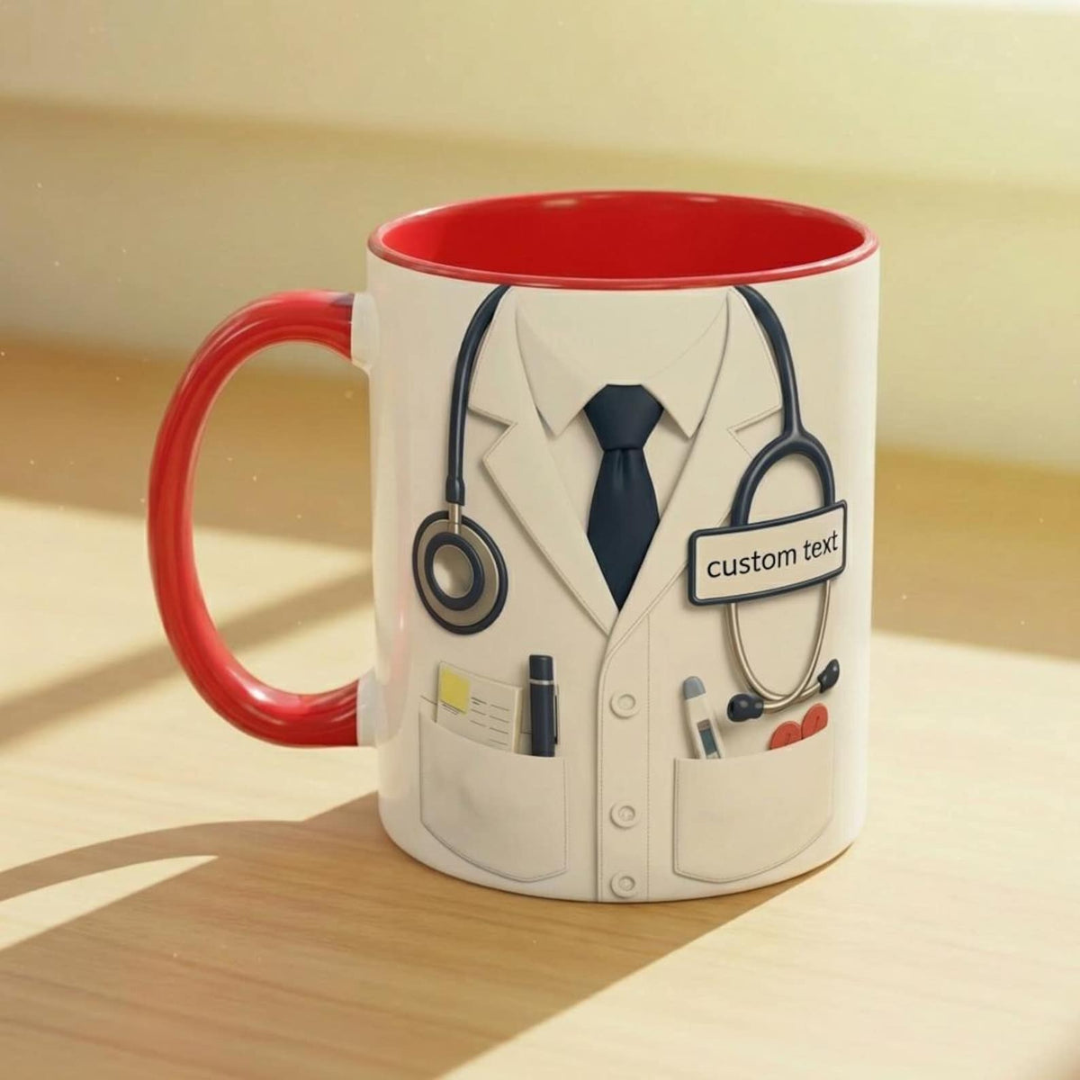 Personalized Doctor Coffee Cup, Custom ID Badge Nutrition Facts Mug, Dr Gifts For Men and Women, Retirement Gifts For Doctors, Med School