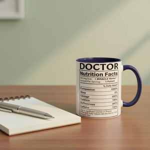 Personalized Doctor Coffee Cup, Custom ID Badge Nutrition Facts Mug, Dr Gifts For Men and Women, Retirement Gifts For Doctors, Med School