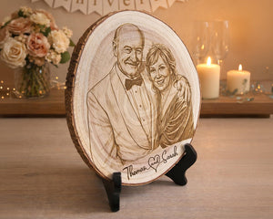 Custom Couple Portrait Wedding Photo Engraved In Live Edge Wood Newlywed Gift Idea Personalized Wedding Gifts For The Couple Gift Ideas
