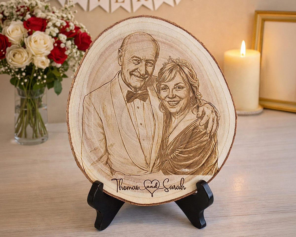 Custom Couple Portrait Wedding Photo Engraved In Live Edge Wood Newlywed Gift Idea Personalized Wedding Gifts For The Couple Gift Ideas