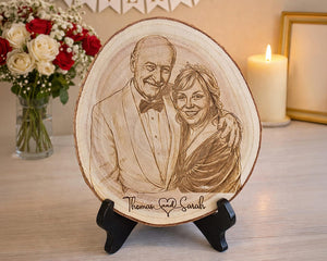 Custom Couple Portrait Wedding Photo Engraved In Live Edge Wood Newlywed Gift Idea Personalized Wedding Gifts For The Couple Gift Ideas