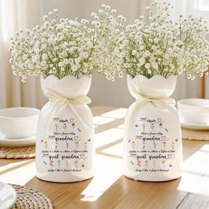 Custom First Mom Now Great Grandma Ceramic Flower Vase, Birth Month Vase, Grandmas Garden Vase, Birthday Gift for Mom Nana Mothers Day Gift
