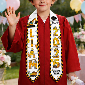 Personalized Kid Graduation Stole, Custom Construction Graduation Stole, Class Of 2026 Sash, Kids Graduation Sash,Preschool Graduation Stole
