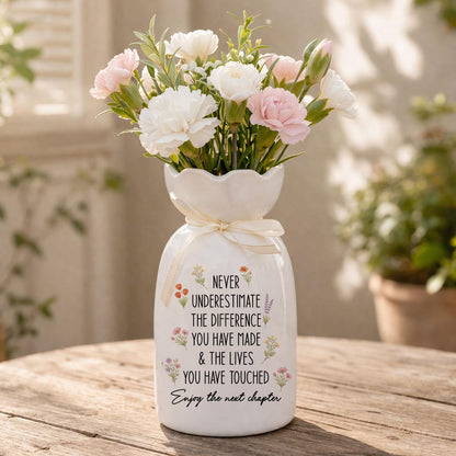 Personalized Retirement Ceramic Flower Vase, Teacher Retirement Gift, Retired Teacher Gift, Retirement Vase Gift, Teacher Appreciation Gift