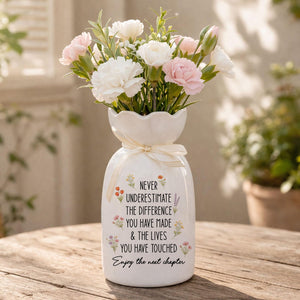 Personalized Retirement Ceramic Flower Vase, Teacher Retirement Gift, Retired Teacher Gift, Retirement Vase Gift, Teacher Appreciation Gift