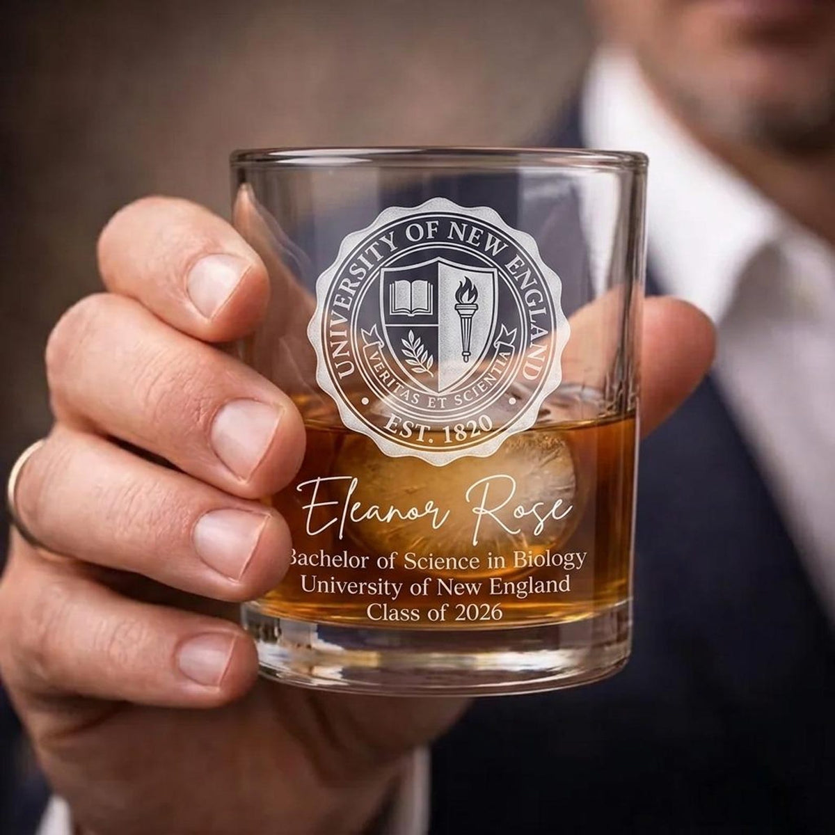 Custom Graduation Logo Pint Glass 2026, Personalized College Grad Gift for Him, University Class of 2026 Whiskey Glass, College Grad Gifts