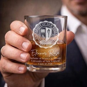 Custom Graduation Logo Pint Glass 2026, Personalized College Grad Gift for Him, University Class of 2026 Whiskey Glass, College Grad Gifts