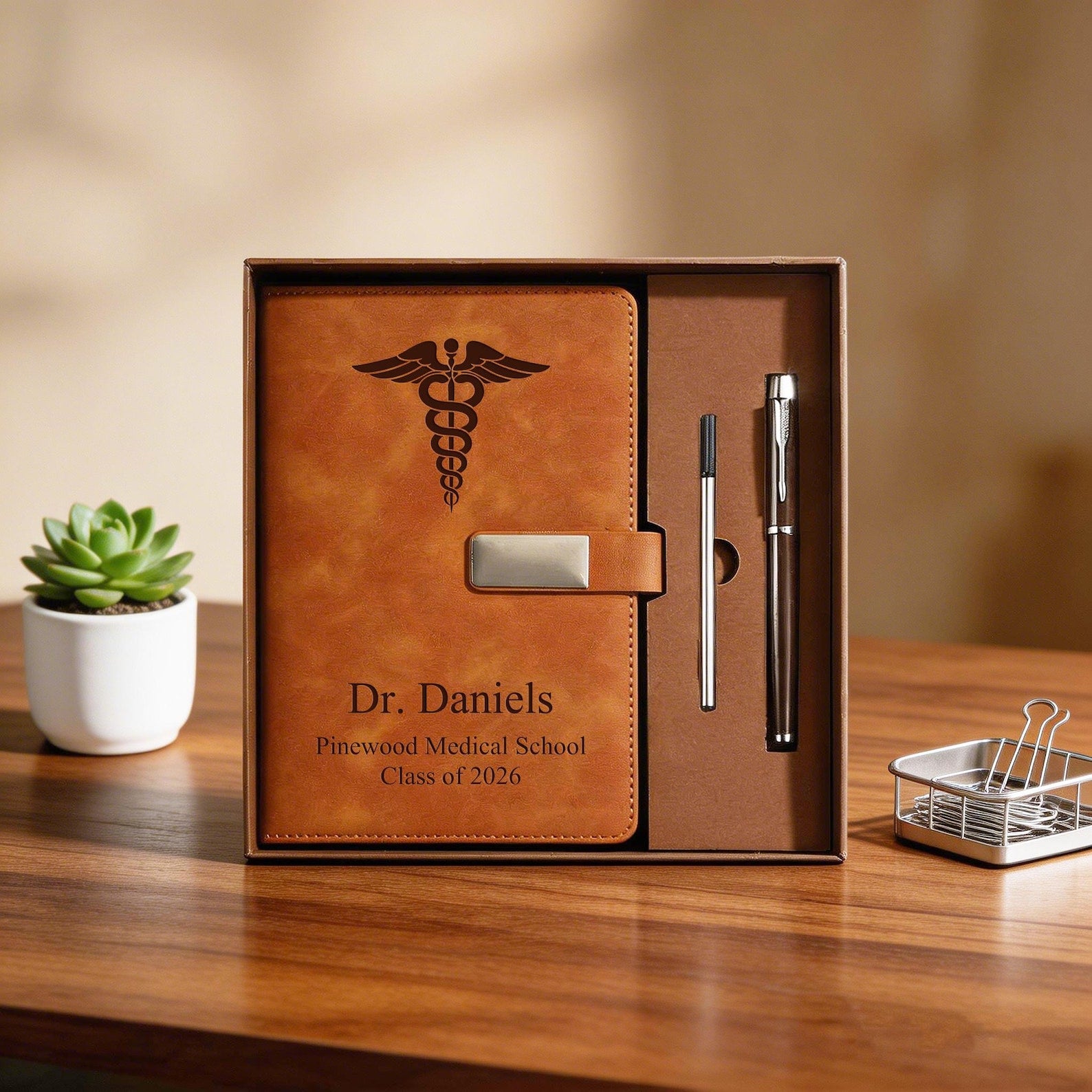 Personalized Doctor Graduation Notebook, Custom Leather Journal, Medical School Graduation Gift, Dr. Name Class of 2026 Gift