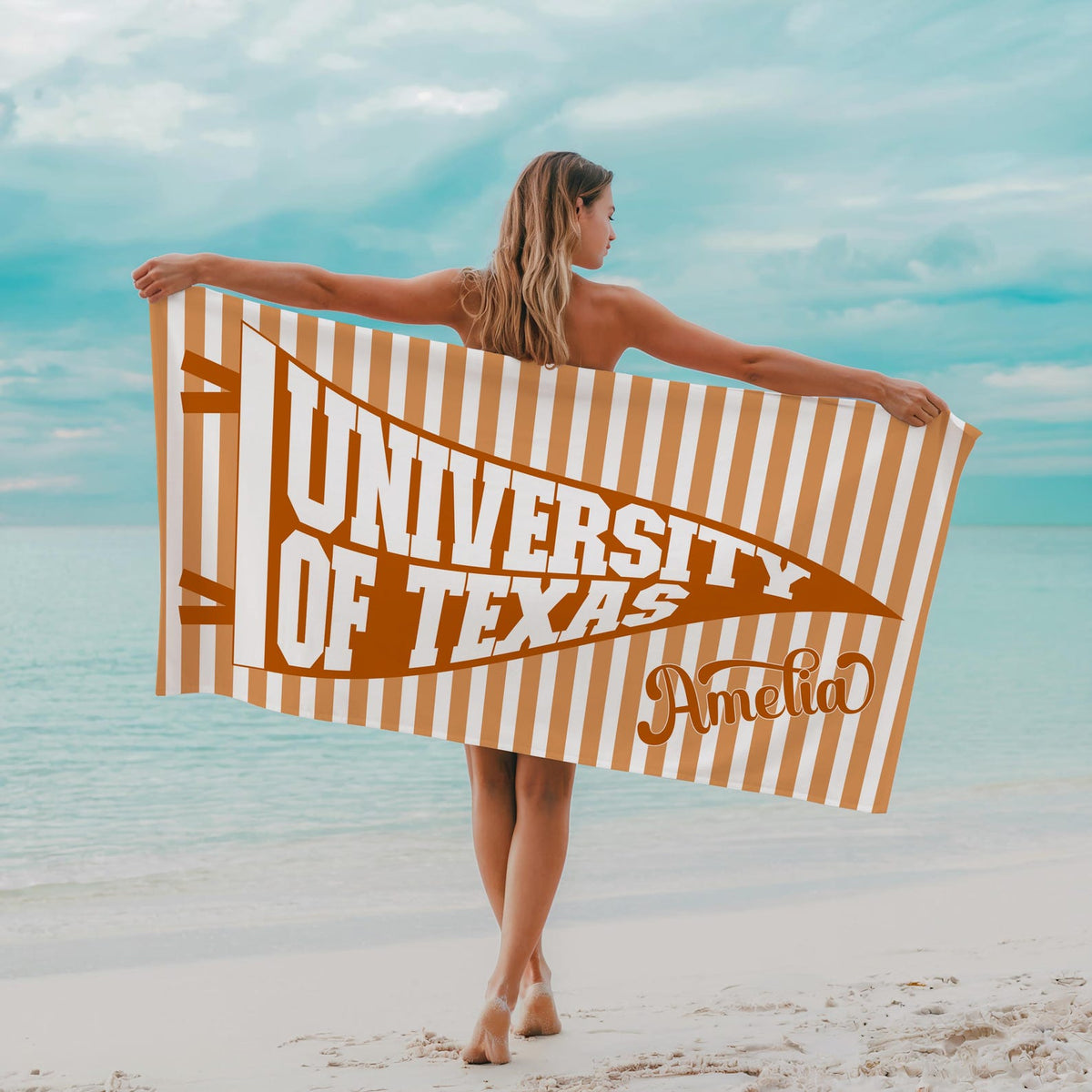Personalized College Pennant Beach Towel, School Banner School Spirit Beach Towel, High School Graduation Gift, University Graduation Gift