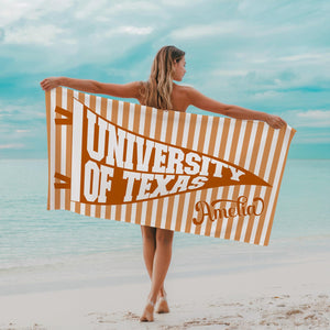 Personalized College Pennant Beach Towel, School Banner School Spirit Beach Towel, High School Graduation Gift, University Graduation Gift