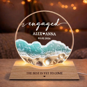 Engagement Gifts, Engaged Wave Night Light, Engagement Gift for Couple, Engagement Keepsake Gift, Couples Gift, Newly Engaged Home Decor