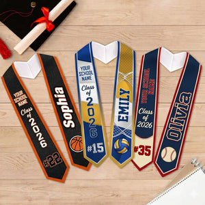 Personalized Senior Graduation Stole: Custom Name and Number, Football Basketball Baseball Senior, Custom Any Sports School Stole