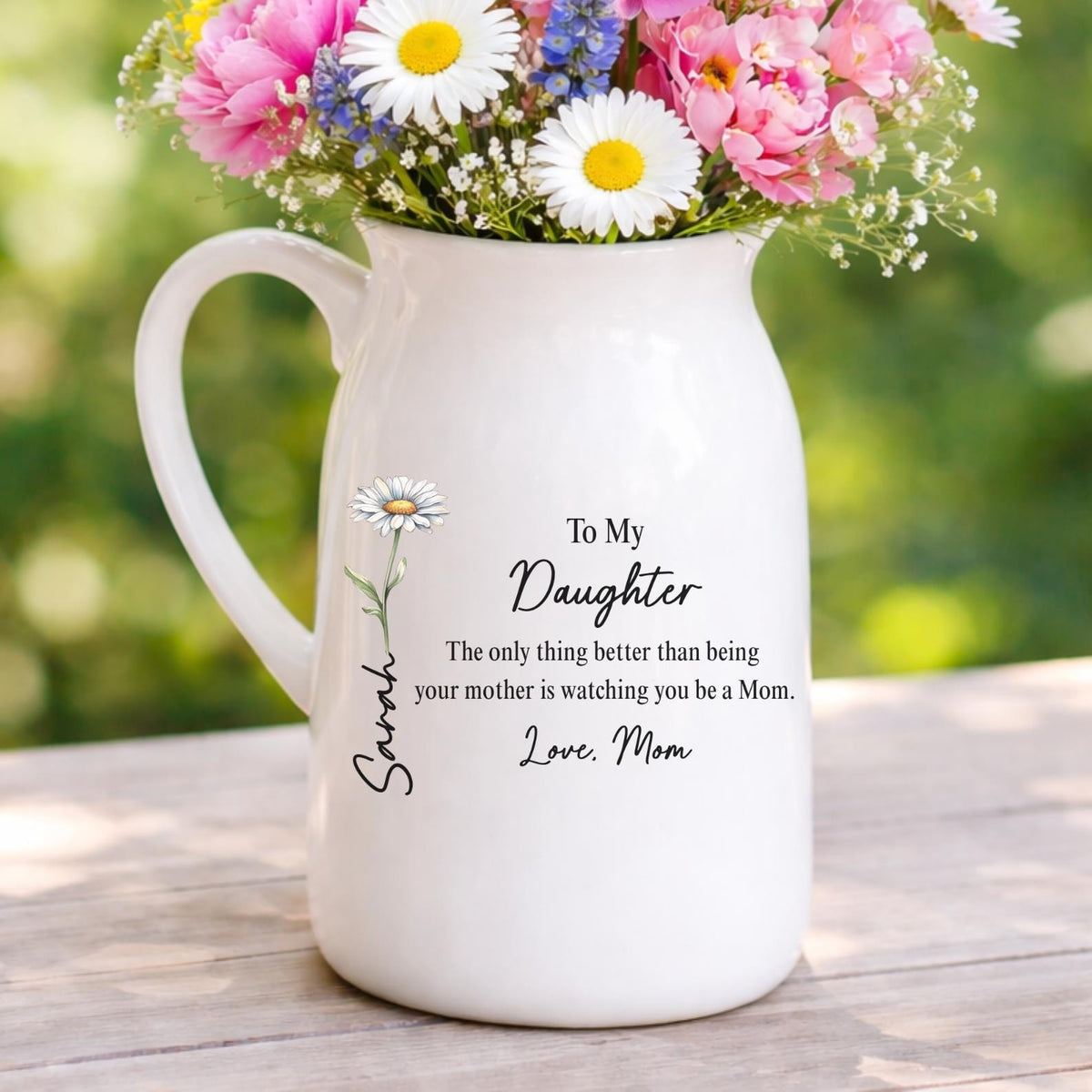 Daughter Gift From Mom, Personalized Daughter Flower Vase Gift from Mom, Mother s Day Gift for Daughter Becoming Mom