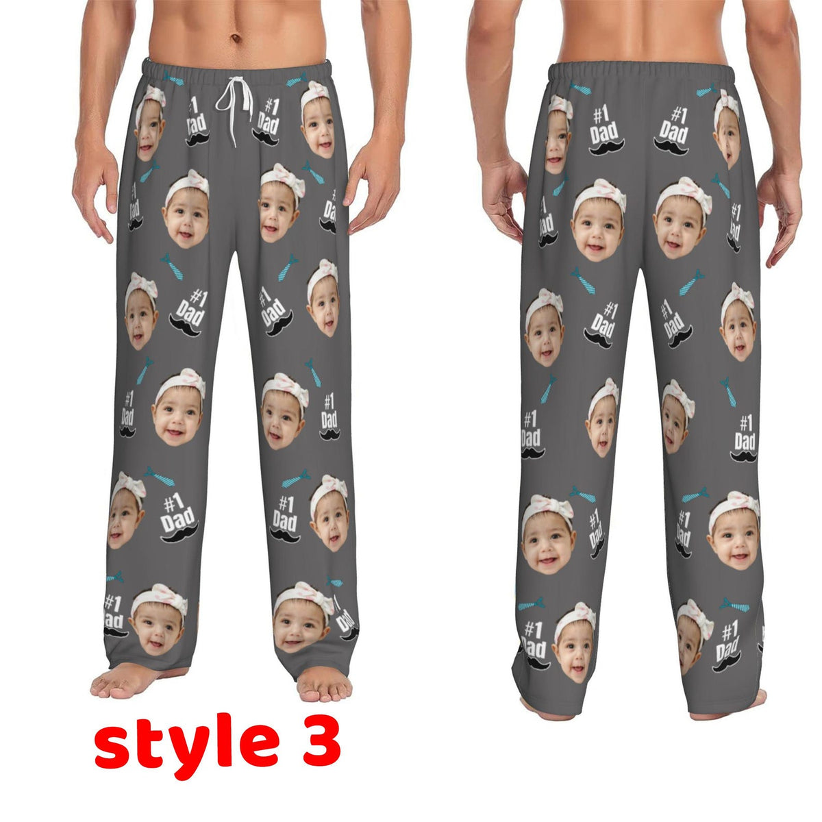 Custom Face Pajama Pants, Personalized Photo Pjs, Fathe's Day Gifts for Him