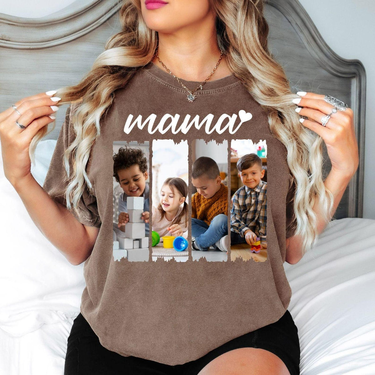 Comfort Colors Mama Photo Shirt, Custom Photo Mama Shirt, Personalized Picture Shirt, Mothers Day Gift Shirt, Custom Kids Photo Shirt