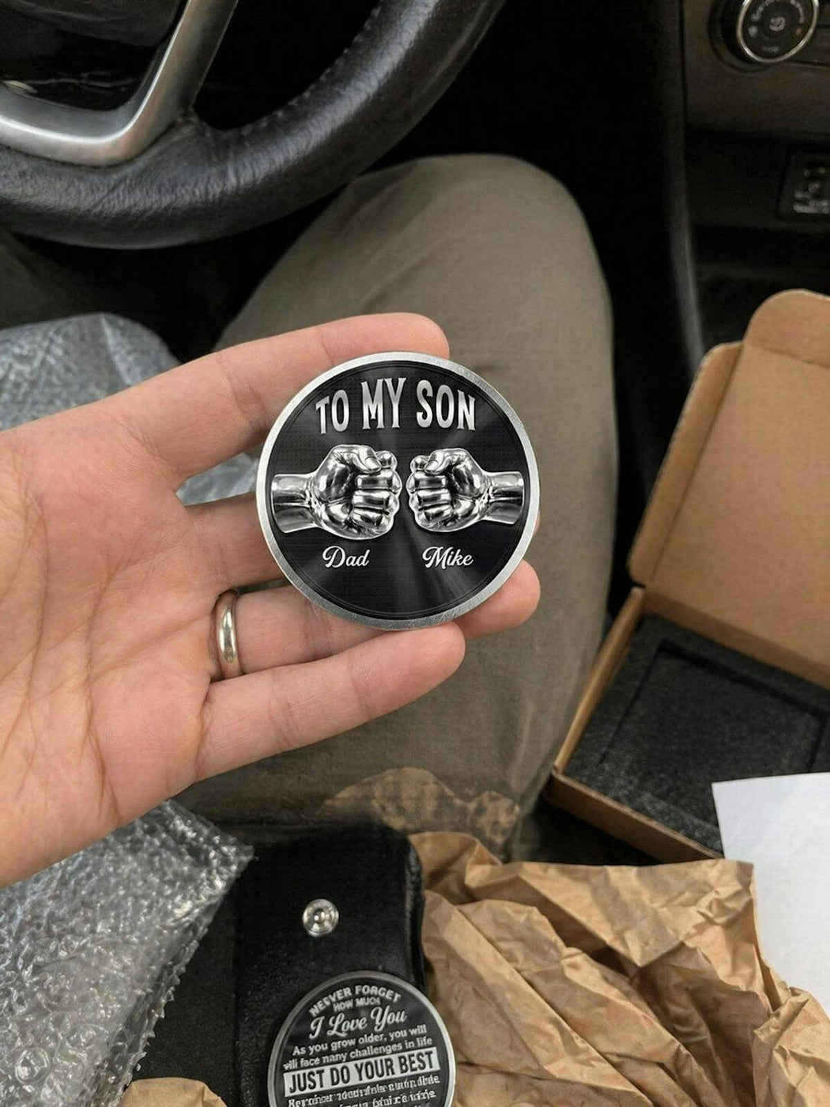 Pocket Hug Gift for Son from Dad, Personalized To My Son Token, Encouragement Gift, Graduation Gift for Son, Keepsake Wallet Coin